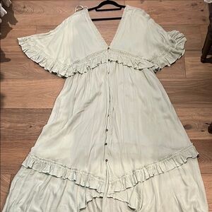 Elegant Mint Green Ruffle Dress